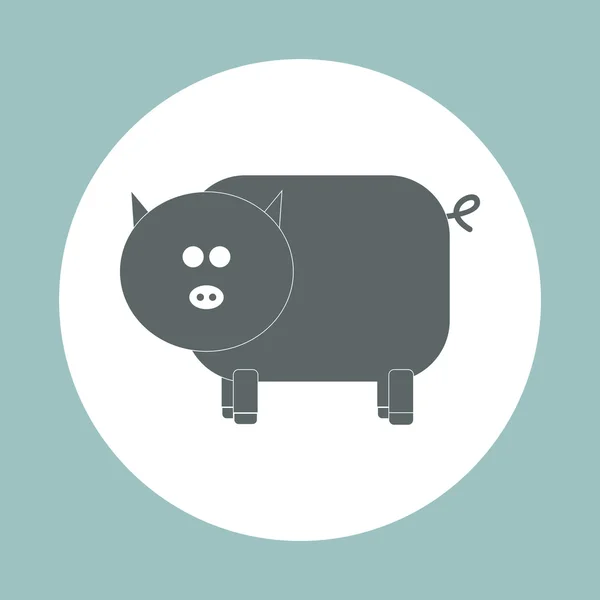 Векторная иконка в плоском дизайне на красочном фоне свиного силуэта — стоковый вектор