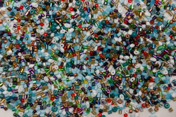 Разноцветные Бусины Бусины Рукоделия Фон Бусинами Крупным Планом Разноцветные Бусины — стоковое фото