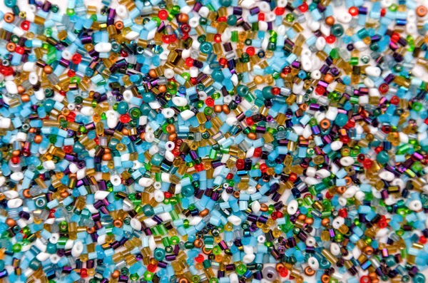 Multicolored Beads Beads Needlework Background Beads Close Colorful Beads Scattered — Stock Photo, Image