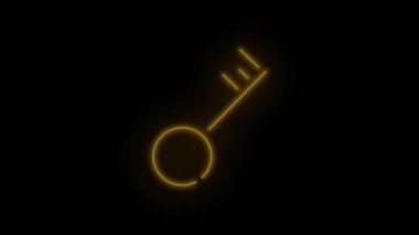 Yanıp sönen efektli neon anahtar animasyonu. Erişim, kilidi açma, kimlik doğrulama ve dijital güvenlik çözümlerini temsil eder. UI ve UX ve uygulama arayüzleri için uygun.