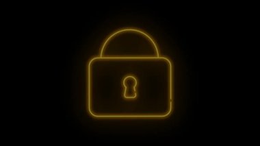 Canlandırılmış neon kilit simgesi parlıyor ve yanıp sönüyor. Güvenli giriş ekranları, parola koruması ve dijital güvenlik uygulamaları için ideal.