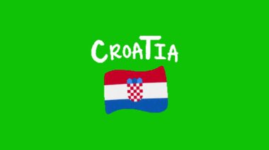 Hırvatistan bayrak animasyonu yeşil ekranda