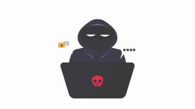 Siber güvenlik, siber suç, veri koruması, mahremiyet, dolandırıcılık ve teknoloji tehditleriyle ilgili konular için idealdir. Alfa Kanalı, 4k Video