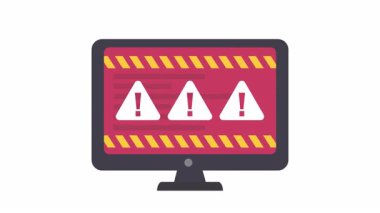 Bilgisayar Monitöründe Uygulamalı Fidye Saldırısı Uyarı Ekranı siber güvenlik, zararlı yazılım, veri koruması, bilgisayar virüsleri, sistem tehditleri ve çevrimiçi güvenlikle ilgili konular için mükemmel. Alfa Kanalı