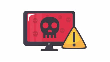 Canlandırılmış Bilgisayar Virüsü Alarm Ekranı, kötü amaçlı yazılım, sistem enfeksiyonu, veri kaybı, antivirüs koruması ve yüksek riskli bilgisayar sorunları için idealdir. Alfa Kanalı. 4K Video