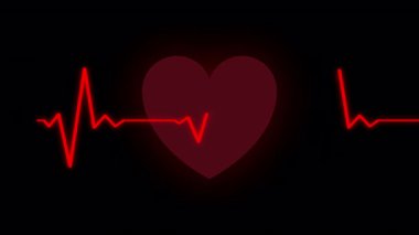 Kırmızı kalp atışı çizgisi kırmızı kalp şeklindeki animasyon için mükemmel sağlık, sağlık, kardiyoloji, aşk, romantizm, sevgililer günü ve ilişki kavramları için mükemmel.