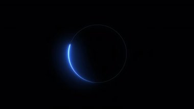 Mavi neon ışıklı yol dairesi. 4k video