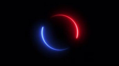 Neon ışıklı patika iki daire animasyonu. 4k video