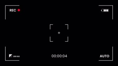 Dijital kamera kayıt ekranı REC ve pil ikonu ile örtüşüyor, film yapımı, video üretimi ve video düzenleme örtüşmeleri için ideal. 4k video