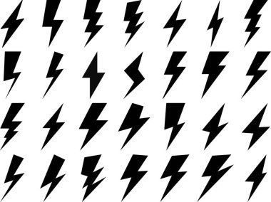 Set of Lightning Bolt Icons Representing Energy and Power