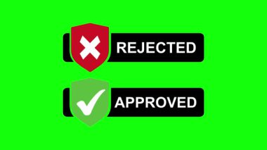 Green Screen Approved and Rejected Buttons with Checkmark and Cross Icons