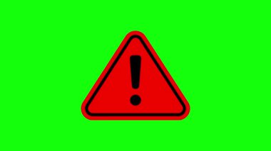 Warning Triangle Icon Animation on Green Screen