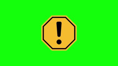 Warning Badge Icon Animation on Green Screen