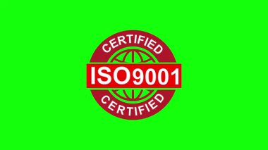 ISO 9001 Quality Management Badge on Green Screen Background