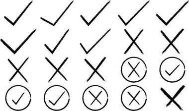 Onaylama ve Reddetme için İşaretle ve Çapraz Simge Simgelerini Kontrol Et