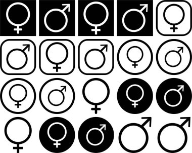 Erkek ve Kadın Cinsiyet Sembol Simgeleri Seti