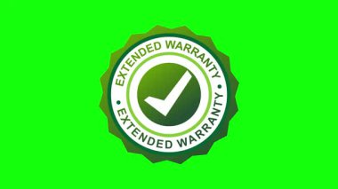 Yeşil Genişletilmiş garanti rozeti ve parlak yeşil arka planda kontrol işareti