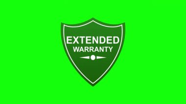 Parlak yeşil arkaplan üzerinde Genişletilmiş Garanti metni olan yeşil rozet