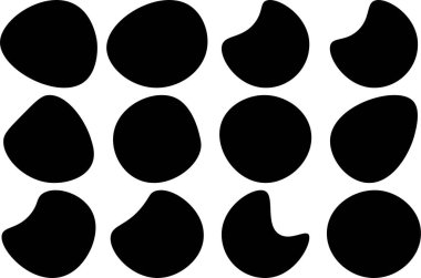 Beyaz arkaplanda izole edilmiş organik kütle şekilli siluetler