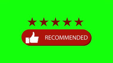 Tavsiye edilen animasyon derecelendirme rozeti ve yeşil ekranda beş yıldız.
