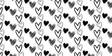 Tekrarlayan aşk sembolleri ile kusursuz bir el çizimi kalp arka planı