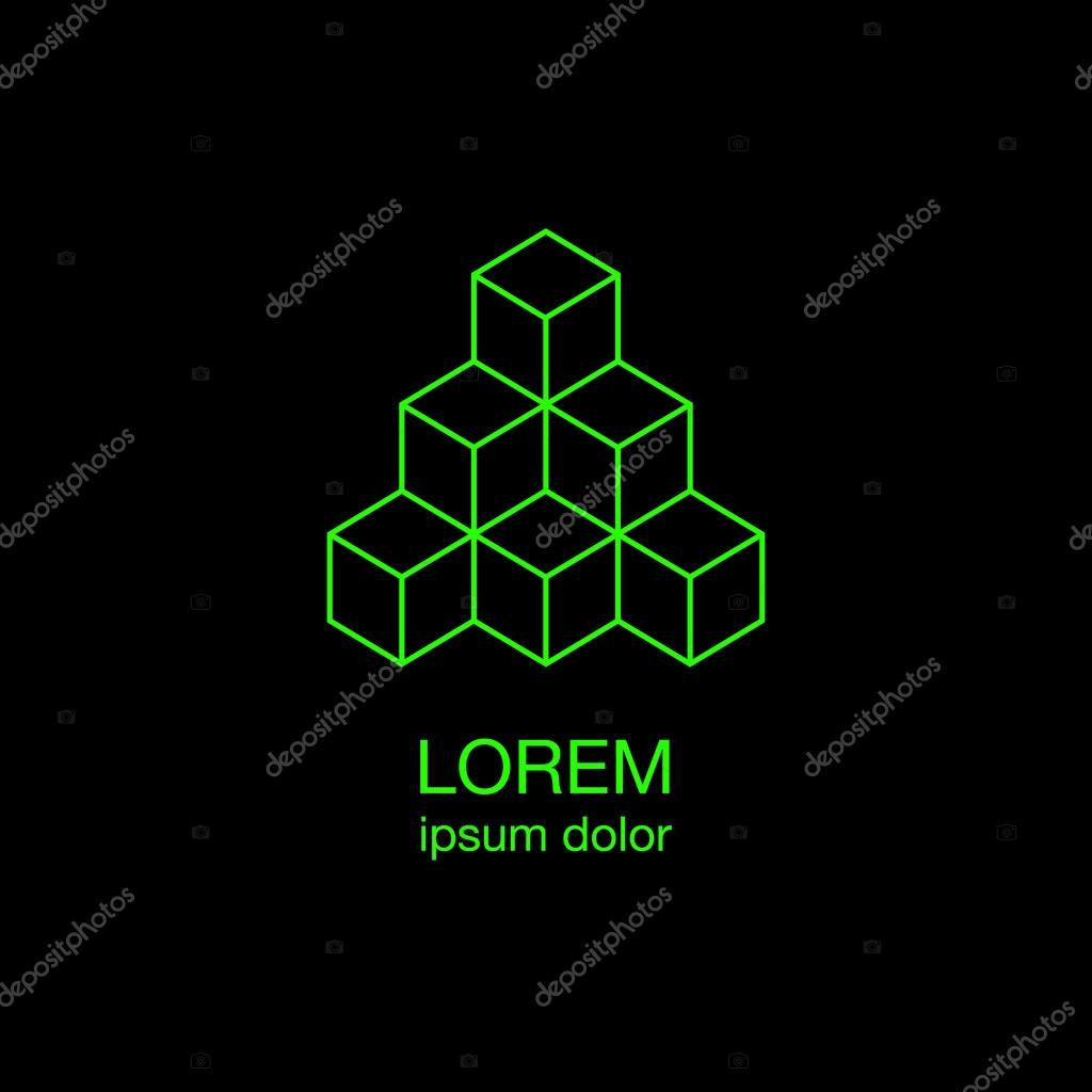 Cubes lines logo design concept, vector logo template