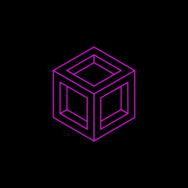 Kırmızı küp vektör logo şablonu, geometri en az simgesi kavramı