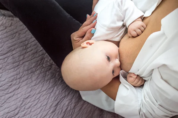 Close Baby Sucking His Mother Breast Breast Feeding — Stock Photo, Image