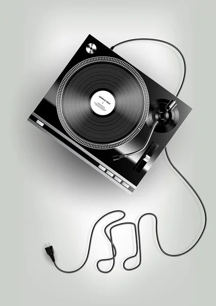 Lecteur de disque vinyle sur fond gris, publicité, vecteur — Image vectorielle