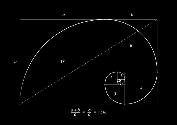Altın bölüm izole üzerinde siyah, vektör — Stok Vektör