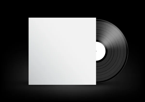 Cubierta de vinilo blanco sobre fondo negro, Vector — Vector de stock