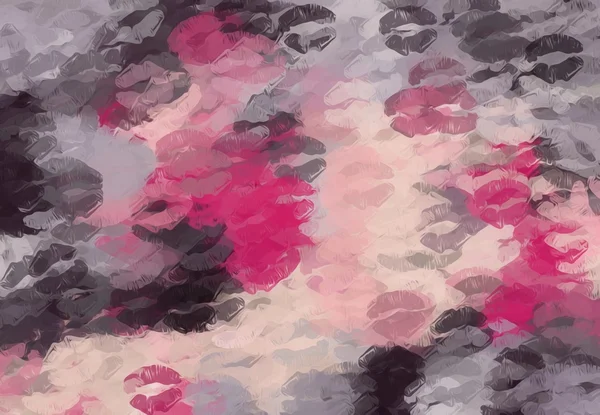 Рожевий фіолетовий і чорний поцілунки помада абстрактний фон — стокове фото