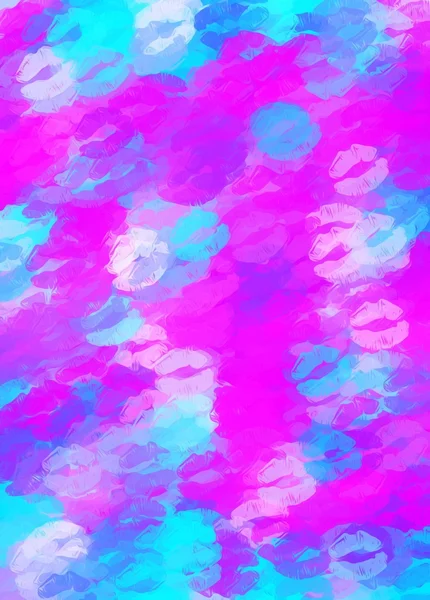 Beijos rosa e azul batom fundo abstrato — Fotografia de Stock