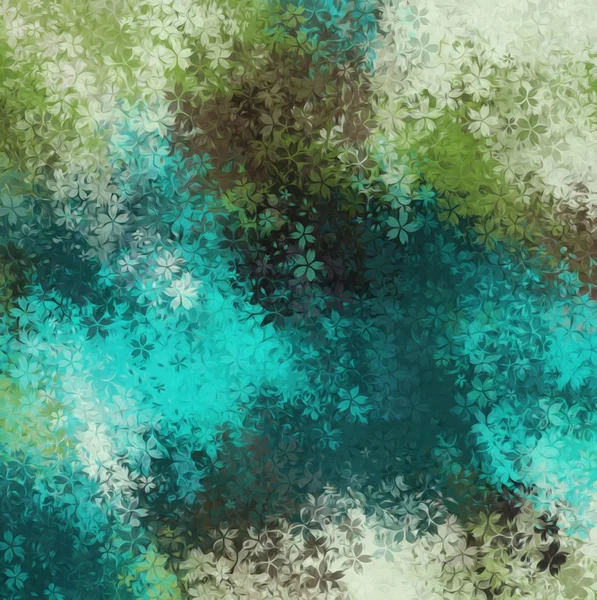 Gröna blå och bruna blommor abstrakt bakgrund Stockbild