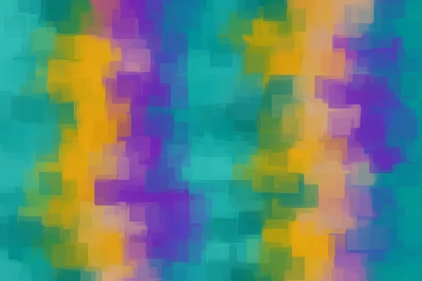 緑の黄色と紫の正方形のパターンの抽象的な背景 — ストック写真