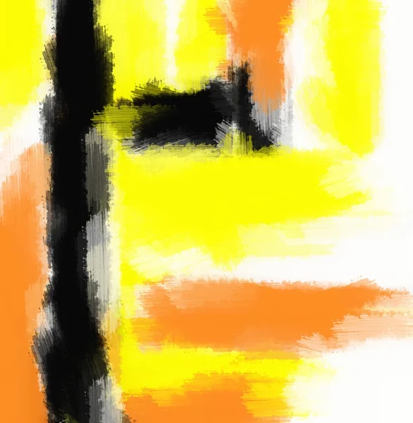 Naranja amarillo y negro pintura abstracta con fondo blanco — Foto de Stock