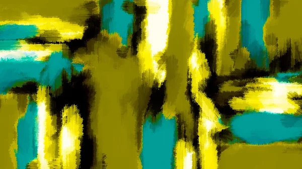 Azul Amarelo Preto Branco Pintura Abstrata Com Fundo Verde — Fotografia de Stock