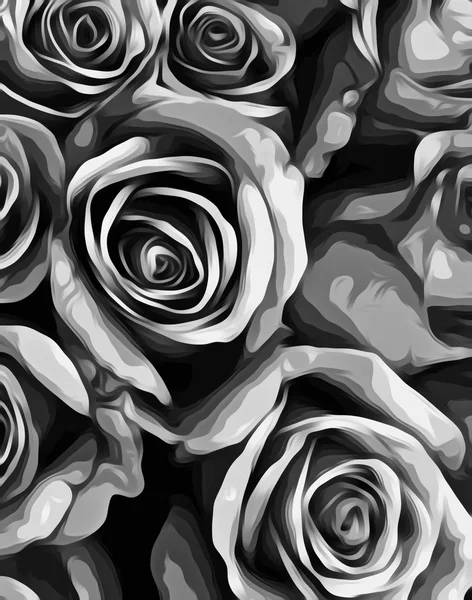 Dessin et peinture des roses texture en noir et blanc — Photo