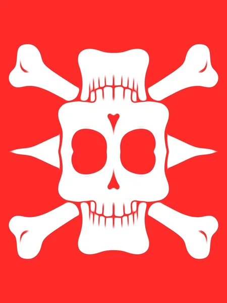 White skull with bones and red background — Stock Photo, Image