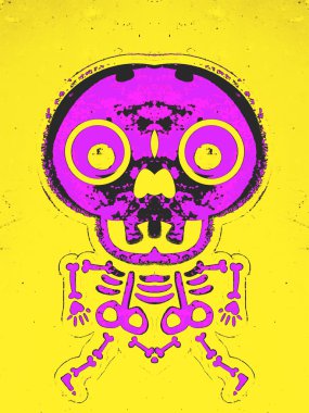 pembe kemik yapısı ve kafatası sarı arka plana sahip