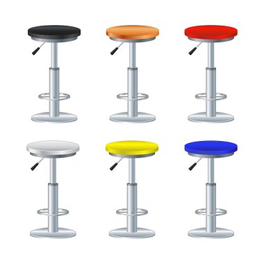 Renkli Bar Sandalyesi Tabure Vektörü İllüstrasyonu