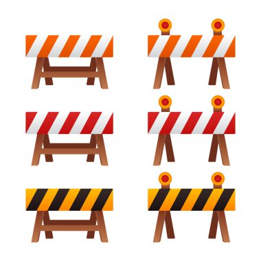 İnşaat Yolu Bariyeri Vektör İllüstrasyonu