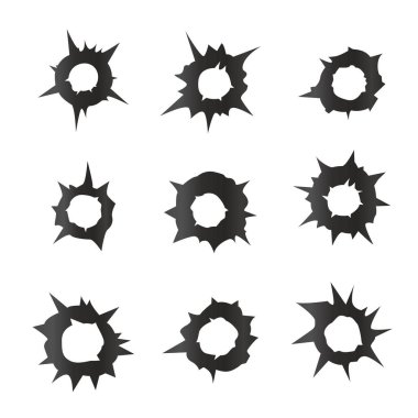 Mermi Deliği Siluet Vektör İllüstrasyonu