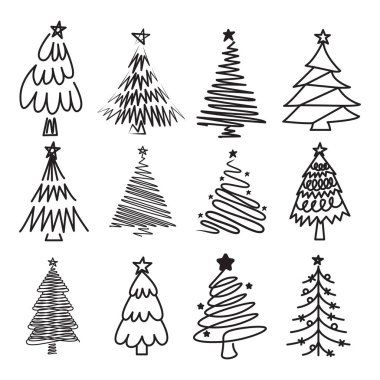 Noel ağacı doodle vektör çizim