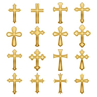 Altın Hıristiyan Çapraz Vektör İllüstrasyonu