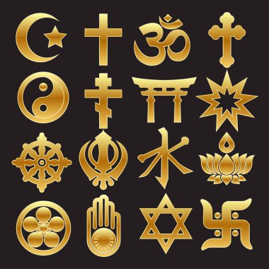 Lüks Altın Dünya Din Vektörü İllüstrasyonu