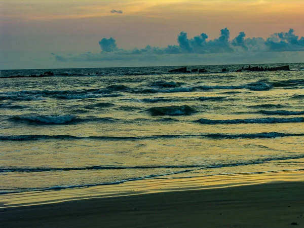 Puesta Sol Playa Tannir Bavi Mangalore India — Foto de Stock