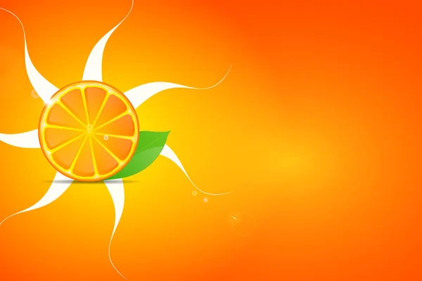 Portakal dilim arka plan üzerinde. Vektör çizim dekoratif afiş, amblem doğal ürün, çiftçi pazarı için. Kozmetik ve gıda ambalaj tasarımı için mükemmel.