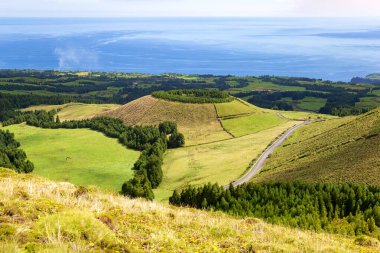 Volkan Lagoa de Pau Pique, Sao Miguel Adası, Azores, Portekiz, Avrupa.  