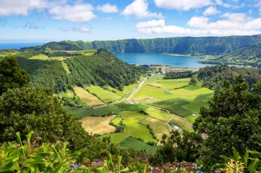 Caldeira do Alferes, Sete Cidades, Sao Miguel Adası, Azores, Portekiz, Avrupa